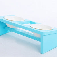 HKM-8476605 Elegant Cat Dish Rack with Bowls and Stents - Multiple Colors Available