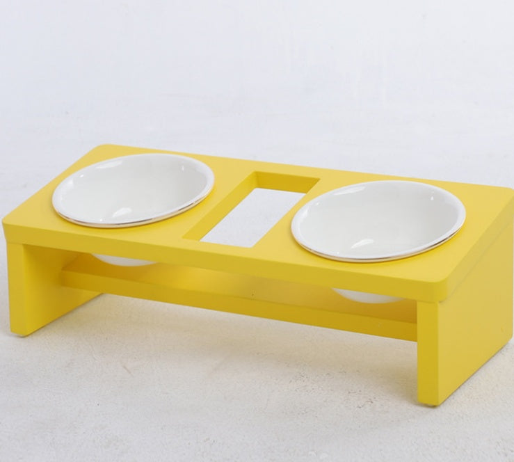 HKM-8476605 Elegant Cat Dish Rack with Bowls and Stents - Multiple Colors Available