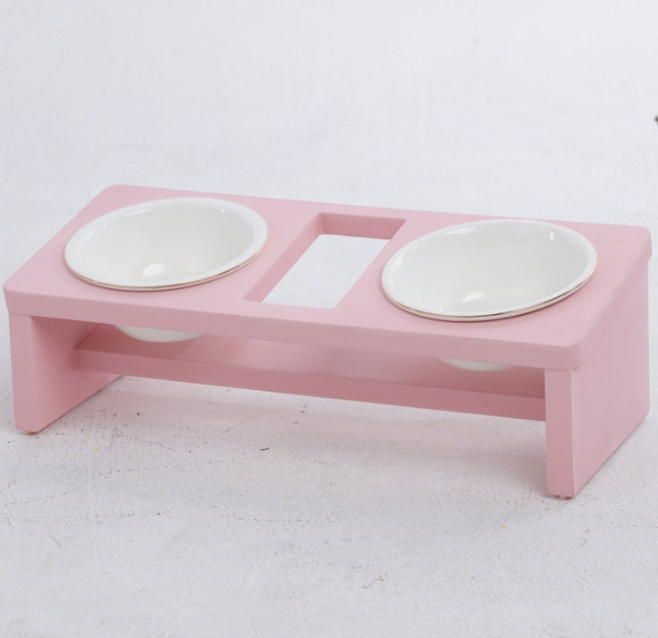 HKM-8476605 Elegant Cat Dish Rack with Bowls and Stents - Multiple Colors Available