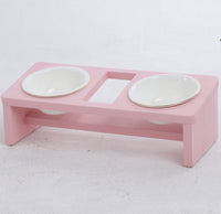 HKM-8476605 Elegant Cat Dish Rack with Bowls and Stents - Multiple Colors Available