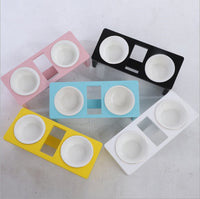 HKM-8476605 Elegant Cat Dish Rack with Bowls and Stents - Multiple Colors Available