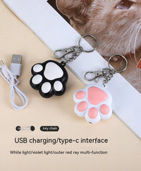 HKM-8477245 Interactive Multi-Pattern Infrared Cat Laser Toy Keychain - USB Rechargeable Pet Teaser in Pink & White, White & Black