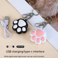 HKM-8477245 Interactive Multi-Pattern Infrared Cat Laser Toy Keychain - USB Rechargeable Pet Teaser in Pink & White, White & Black