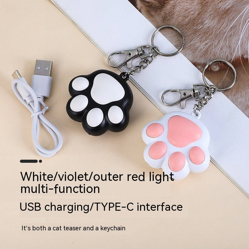 HKM-8477245 Interactive Multi-Pattern Infrared Cat Laser Toy Keychain - USB Rechargeable Pet Teaser in Pink & White, White & Black
