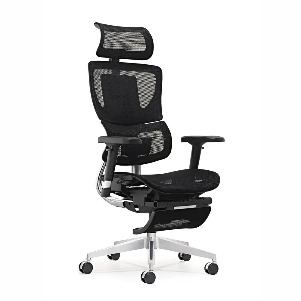 HKM-847763 Ergonomic High Back Mesh Visitor Chair with Footrest, Modern Revolving Design