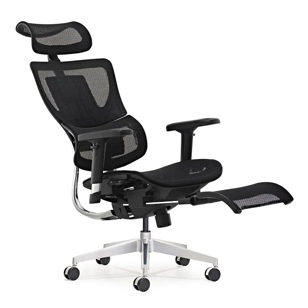 HKM-847763 Ergonomic High Back Mesh Visitor Chair with Footrest, Modern Revolving Design