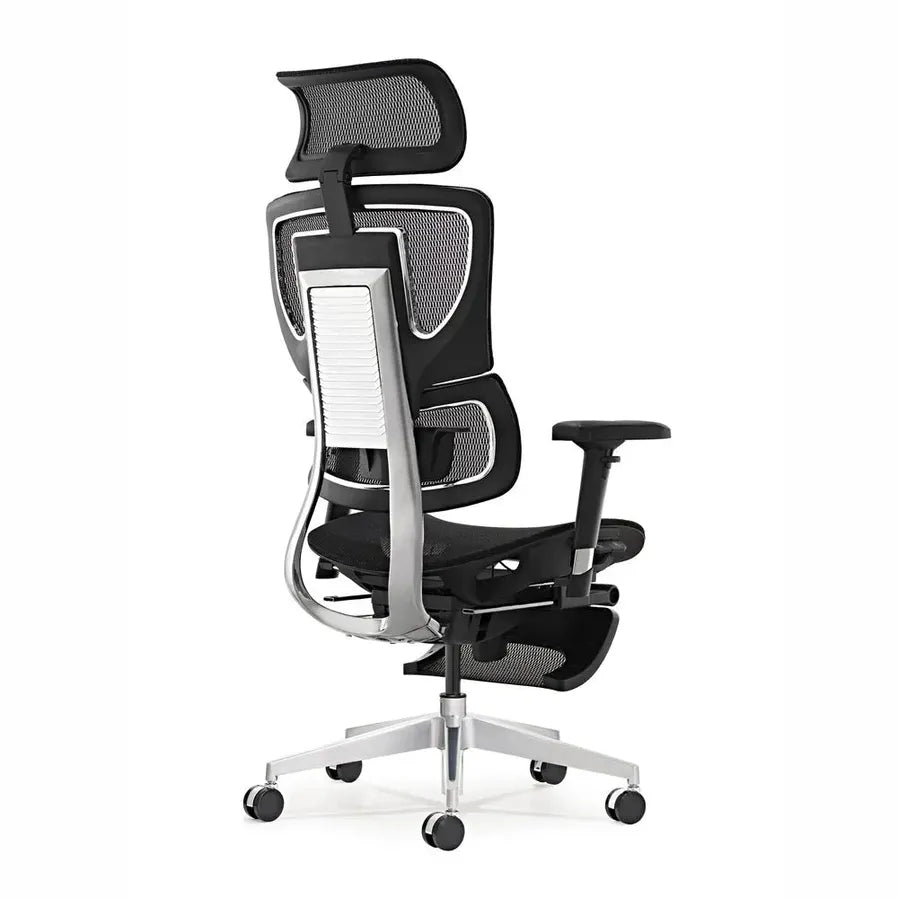 HKM-847763 Ergonomic High Back Mesh Visitor Chair with Footrest, Modern Revolving Design