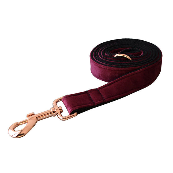 HKM-8478397 Bowknot Velvet Dog Leash and Collar Set for All Seasons - Stylish Casual Design in Monochrome