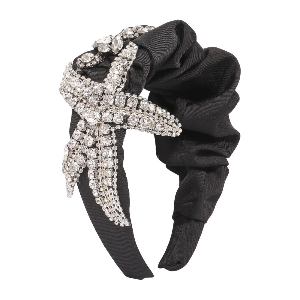 HKM-847891 Exaggerated Starfish Headband with Imitation Diamonds and Claw Chain in Multiple Colors