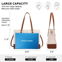 HKM-848019 Stylish PU Leather Laptop Tote for Women - 15.6 Inch Briefcase with USB Port