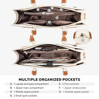 HKM-848019 Stylish PU Leather Laptop Tote for Women - 15.6 Inch Briefcase with USB Port