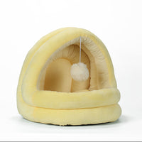 HKM-8480445 Small Doghouse Yurt - Cozy Portable Pet Nest in Gray, Light Pink, or Yellow, S & M Sizes Available