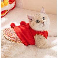 HKM-8480957 Warm Chinese Plum Blossom Brocade Tang Suit for Small Dogs and Cats - Festive Button-up Vest for Autumn and Winter