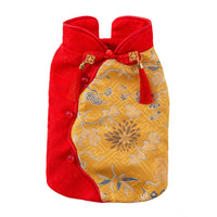 HKM-8480957 Warm Chinese Plum Blossom Brocade Tang Suit for Small Dogs and Cats - Festive Button-up Vest for Autumn and Winter
