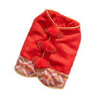 HKM-8480957 Warm Chinese Plum Blossom Brocade Tang Suit for Small Dogs and Cats - Festive Button-up Vest for Autumn and Winter