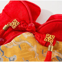 HKM-8480957 Warm Chinese Plum Blossom Brocade Tang Suit for Small Dogs and Cats - Festive Button-up Vest for Autumn and Winter