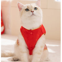 HKM-8480957 Warm Chinese Plum Blossom Brocade Tang Suit for Small Dogs and Cats - Festive Button-up Vest for Autumn and Winter