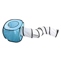 HKM-8481213 Foldable S-Shaped Cat Tunnel Toy for Interactive Play and Exploration - Collapsible Design, Multiple Exits, Polyester, 26cm Diameter, 120cm Length