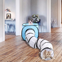 HKM-8481213 Foldable S-Shaped Cat Tunnel Toy for Interactive Play and Exploration - Collapsible Design, Multiple Exits, Polyester, 26cm Diameter, 120cm Length