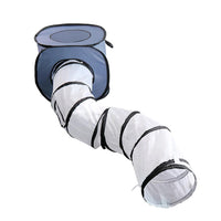 HKM-8481213 Foldable S-Shaped Cat Tunnel Toy for Interactive Play and Exploration - Collapsible Design, Multiple Exits, Polyester, 26cm Diameter, 120cm Length