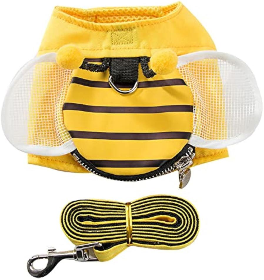 HKM-848339 Bee-themed Pet Suspender Set with Cat Harness and Leash for Stylish Walks