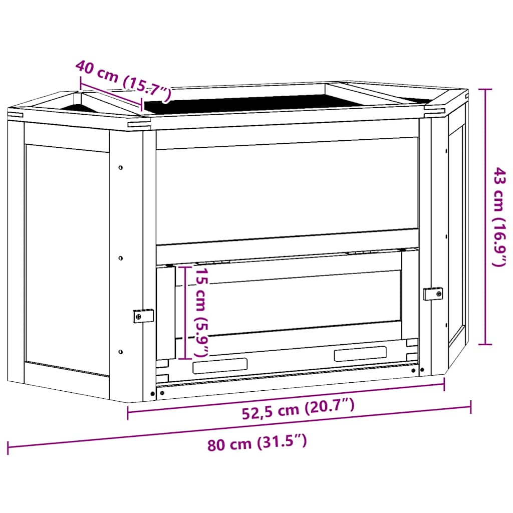 HKM-8483773 Wooden Hamster Cage with Solid Fir Wood, 2 Cabins & Rocking Board, 80x40x43 cm
