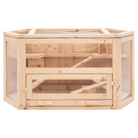 HKM-8483773 Wooden Hamster Cage with Solid Fir Wood, 2 Cabins & Rocking Board, 80x40x43 cm