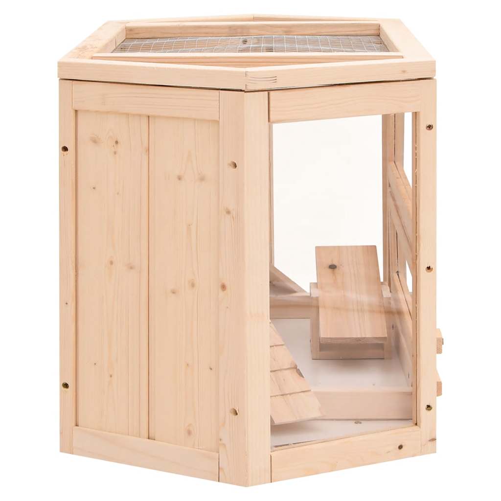 HKM-8483773 Wooden Hamster Cage with Solid Fir Wood, 2 Cabins & Rocking Board, 80x40x43 cm