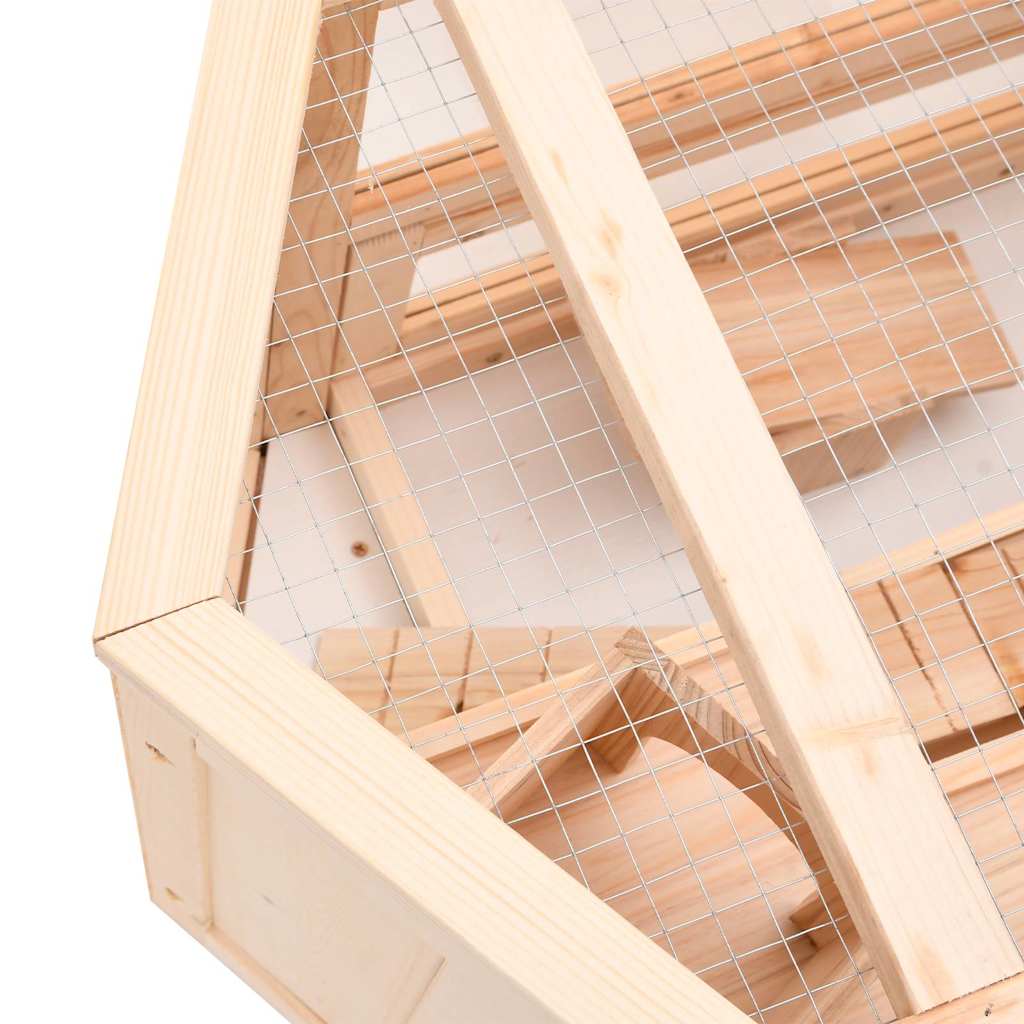 HKM-8483773 Wooden Hamster Cage with Solid Fir Wood, 2 Cabins & Rocking Board, 80x40x43 cm