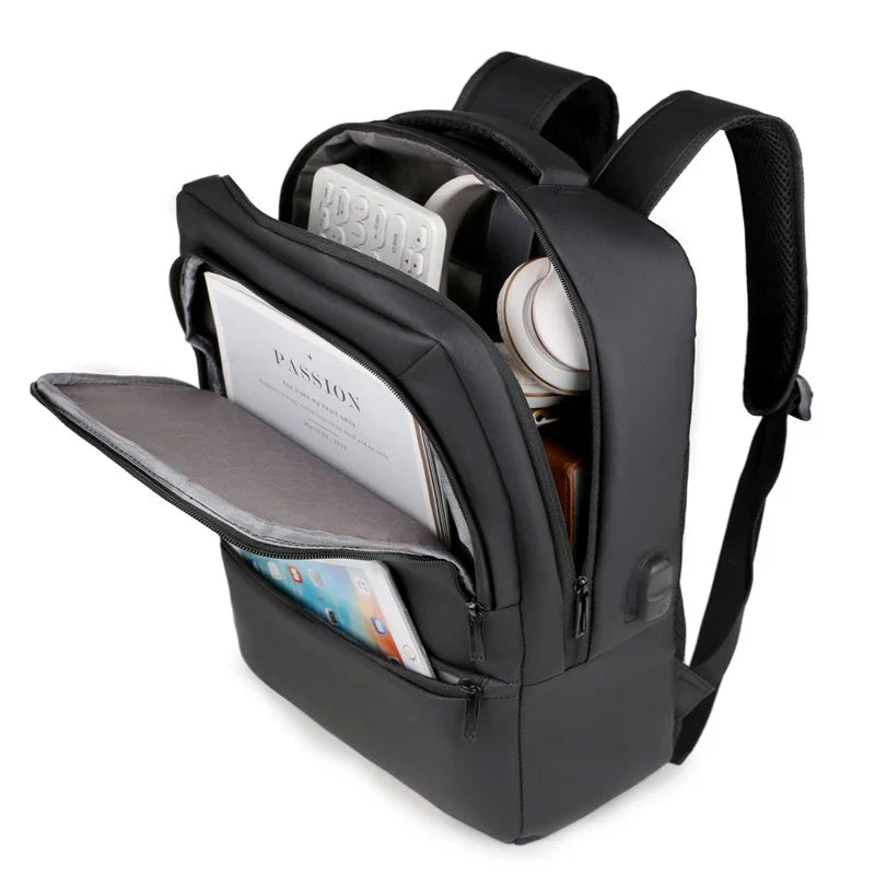 HKM-848531 High Capacity Double Headed Zipper Multifunctional Laptop Backpack with USB Charging Port