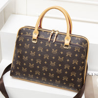 HKM-848531 Korean Synthetic Leather Computer Bag for Business, Portable Document Briefcase in Caramel, Apricot, Black & White, and Black
