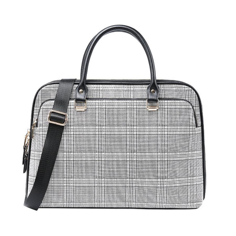 HKM-848531 Korean Synthetic Leather Computer Bag for Business, Portable Document Briefcase in Caramel, Apricot, Black & White, and Black