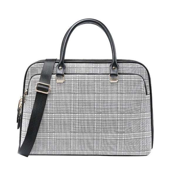 HKM-848531 Korean Synthetic Leather Computer Bag for Business, Portable Document Briefcase in Caramel, Apricot, Black & White, and Black
