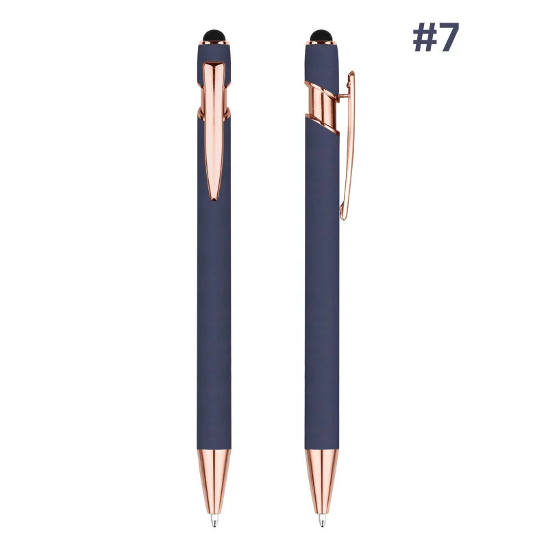 HKM-848595 Rose Gold Custom Logo Soft Touch Screen Pen with Rubber Grip for Mobile Devices