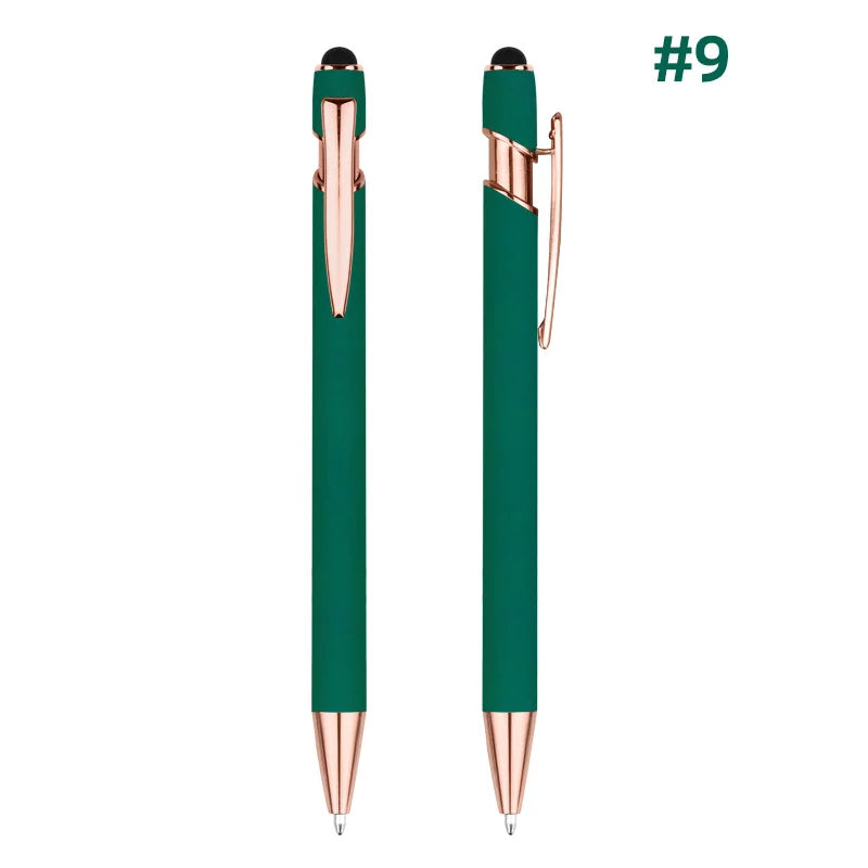 HKM-848595 Rose Gold Custom Logo Soft Touch Screen Pen with Rubber Grip for Mobile Devices