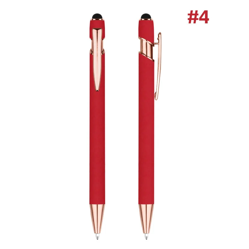 HKM-848595 Rose Gold Custom Logo Soft Touch Screen Pen with Rubber Grip for Mobile Devices