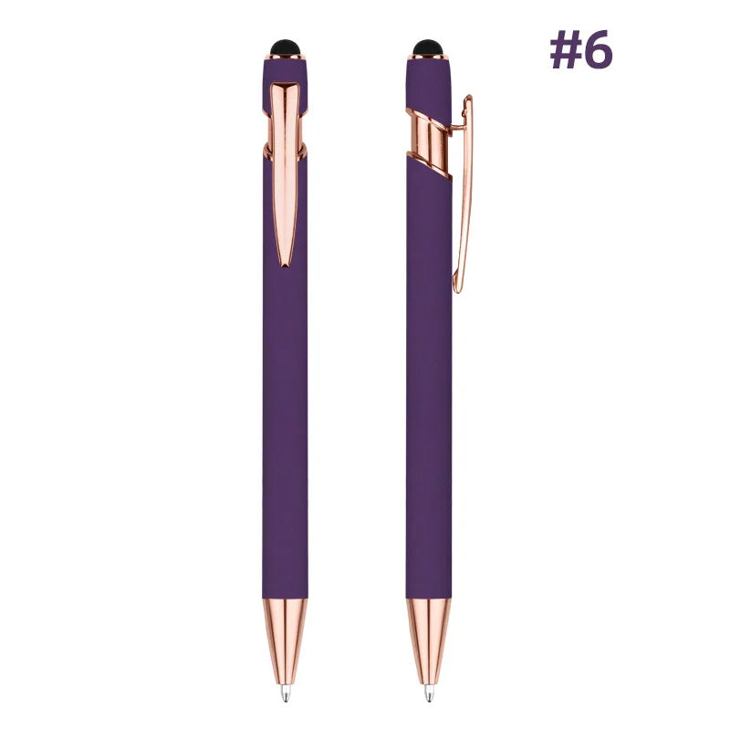 HKM-848595 Rose Gold Custom Logo Soft Touch Screen Pen with Rubber Grip for Mobile Devices