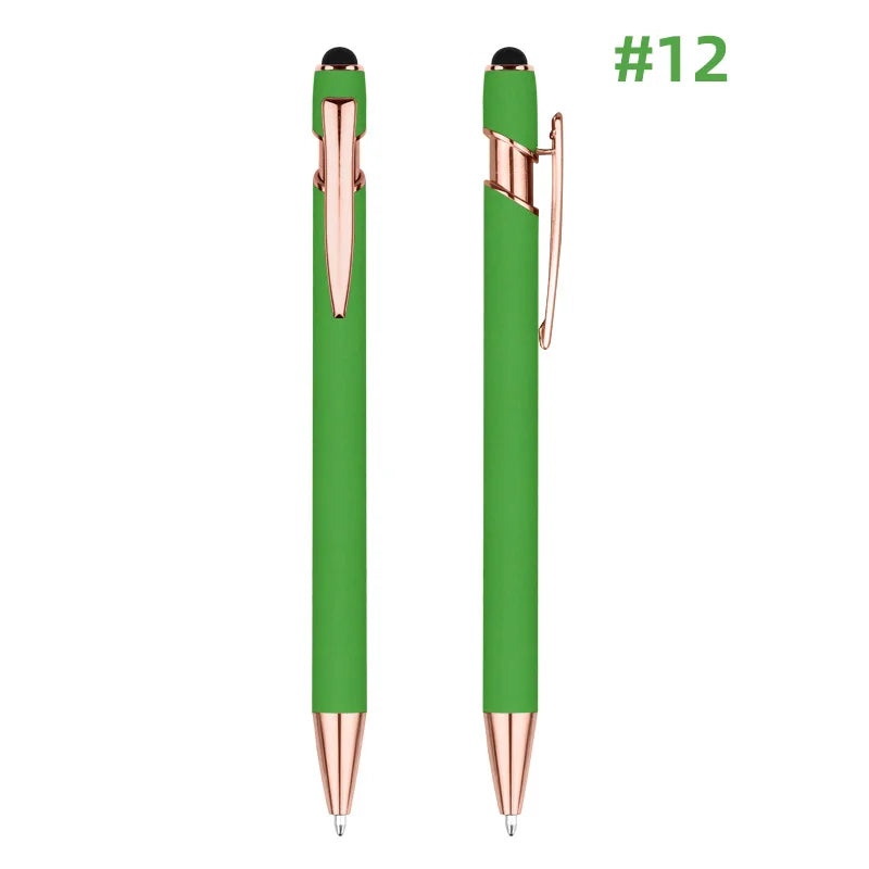 HKM-848595 Rose Gold Custom Logo Soft Touch Screen Pen with Rubber Grip for Mobile Devices