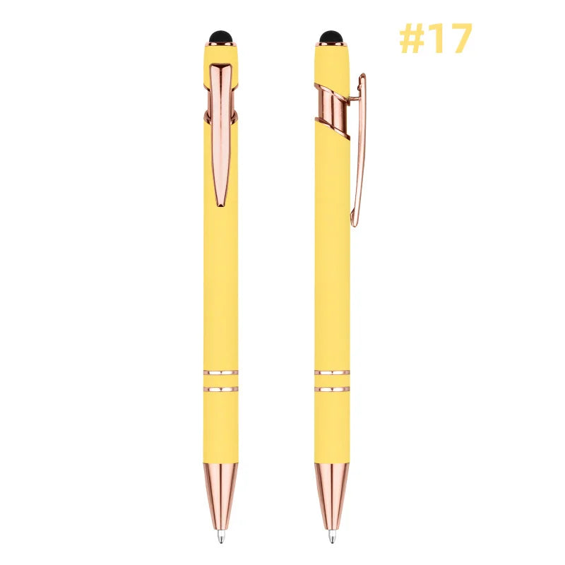 HKM-848595 Rose Gold Custom Logo Soft Touch Screen Pen with Rubber Grip for Mobile Devices