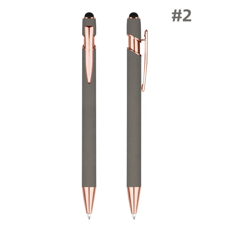 HKM-848595 Rose Gold Custom Logo Soft Touch Screen Pen with Rubber Grip for Mobile Devices