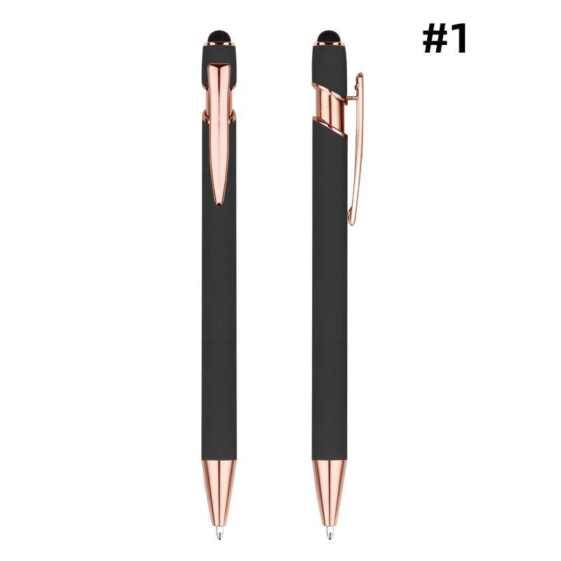 HKM-848595 Rose Gold Custom Logo Soft Touch Screen Pen with Rubber Grip for Mobile Devices
