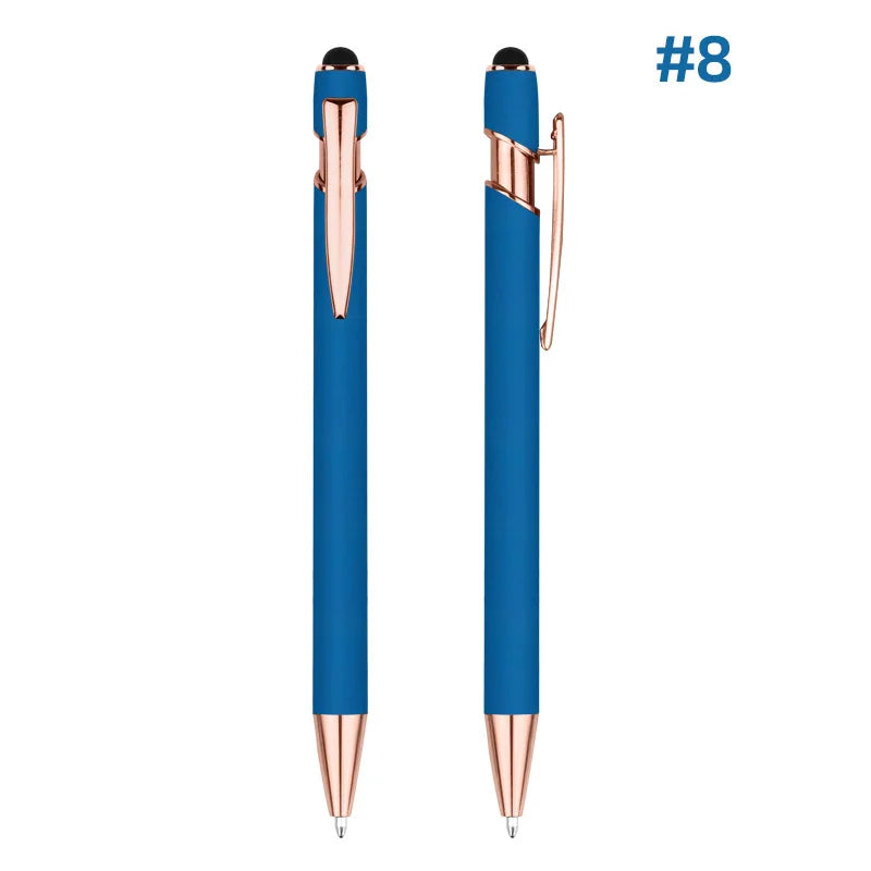 HKM-848595 Rose Gold Custom Logo Soft Touch Screen Pen with Rubber Grip for Mobile Devices