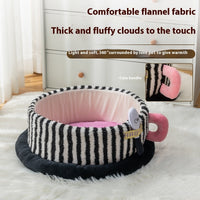 HKM-8486205 Striped 3-Piece Pet Cat Kennel Set - Ultra Soft, Free Size, Cozy Nest Variety