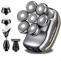 HKM-848787 7D Multifunctional Cordless Electric Head Shaver with Beard and Nose Trimmer, Rechargeable 6-in-1 Razor for Men
