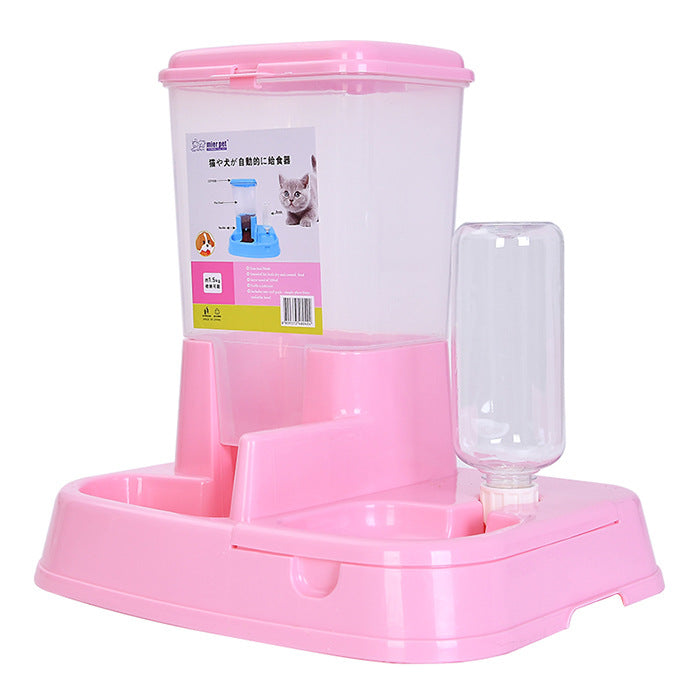 HKM-8488125 Automatic Dual Purpose Pet Feeder and Water Bowl with 3kg Grain Capacity and 500ml Water Bottle