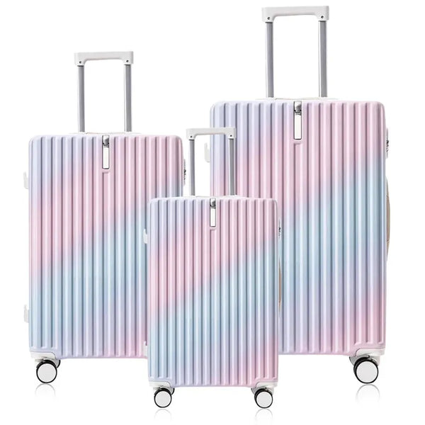 HKM-848851 Unisex Spinner Wheel Trolley Suitcase Set - 20, 24, and 28 Inch ABS Cabin Luggage Backpacks