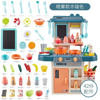 HKM-848915 Wooden Toddler Pretend Cooking Set with Sounds and Lights - Kids Role Play Kitchen Toy