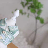 HKM-8489533 Mint Green Small Plaid Dress for Dogs - Faux Two-Piece Style, Size Options Available