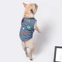 HKM-8490301 Casual Embroidered Denim Vest for Pets, Fit for Small to Medium Dogs