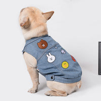 HKM-8490301 Casual Embroidered Denim Vest for Pets, Fit for Small to Medium Dogs